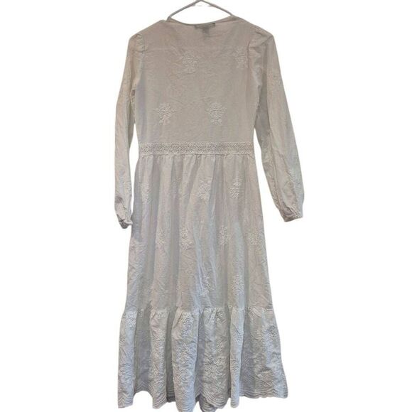 Forever 21 Women's White Cotton Embroidered Open Front Dress Cardigan Robe NEW s - Picture 9 of 10